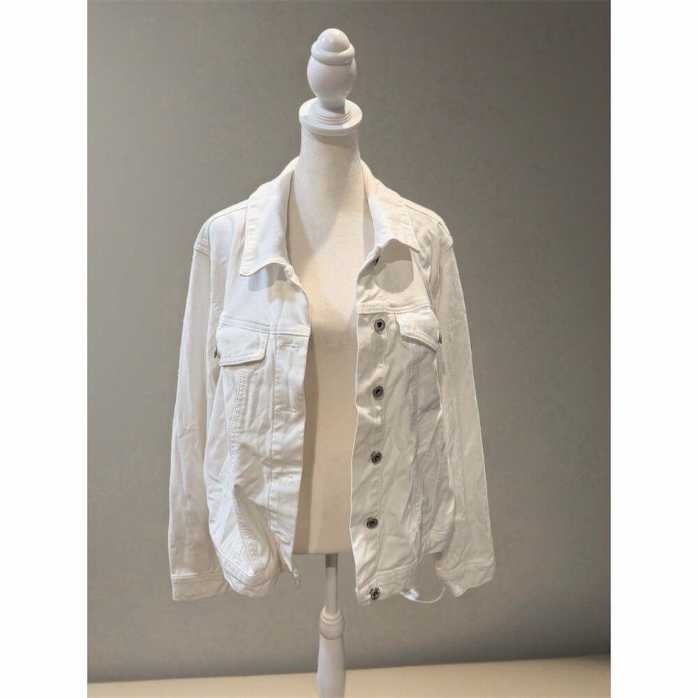 Jessica Simpson Jacket Womens Plus 2XL White Denim Trucker Button Front
